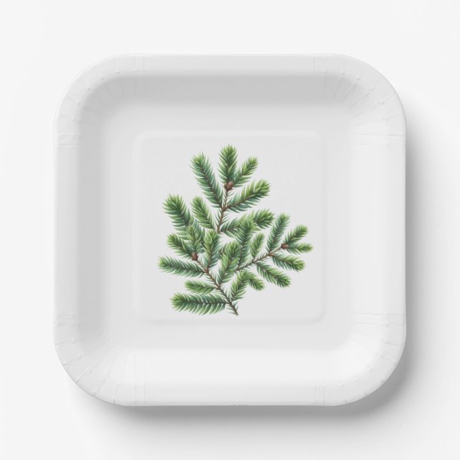 Einfach Pine Greenery Pappteller (Vorderseite)