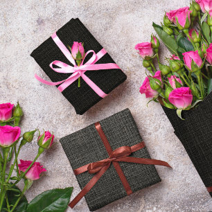 Einfach Realistisch Jute Rustikal Schwarz Grau Hol Geschenkpapier Set