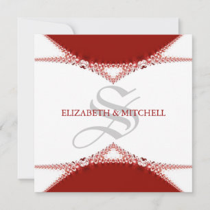 Einfach Red Lace Monogram Wedding Einladung