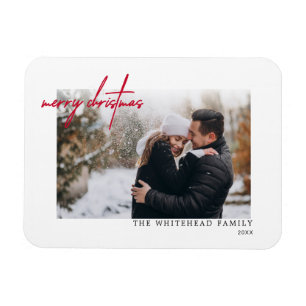 Einfach Red Merry Christmas White Card Magnet