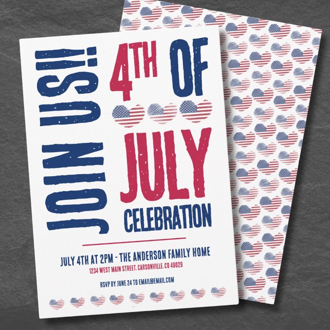 Einfach Red White Blue Patriotic 4. Juli Einladung (Simple Red White Blue Patriotic 4th Of July Invitation)