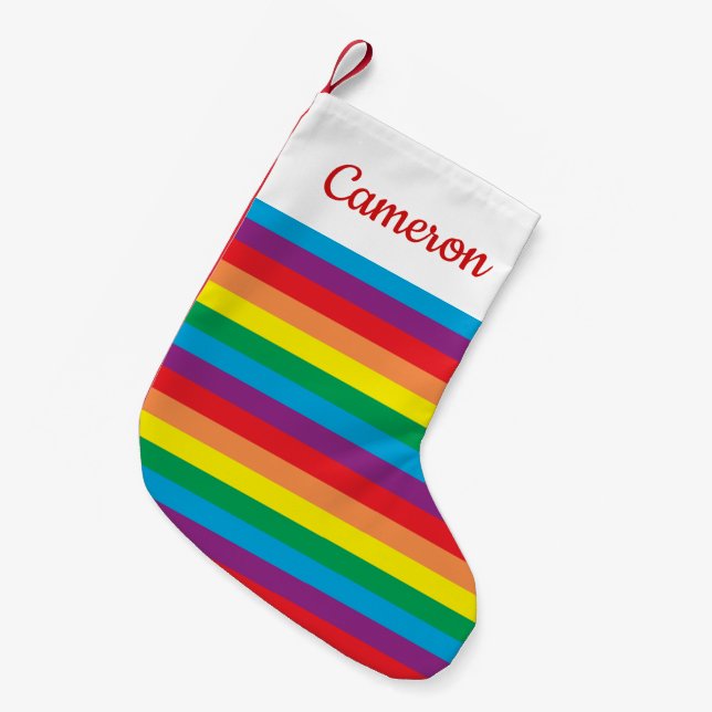 Einfach Regenbogenmuster Kleiner Weihnachtsstrumpf (Vorderansicht (hängend))