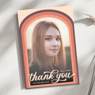 Einfach Retro Rosa Foto Abschluss Vielen Dank Dankeskarte