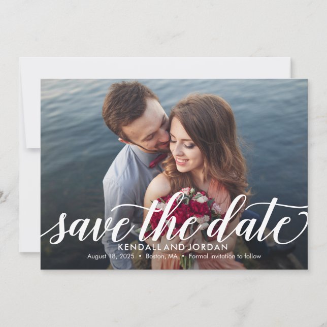 Einfach romantische, EDITABLE-FARBE-Save the Date- Dankeskarte (Vorderseite)
