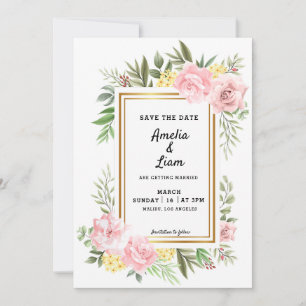 Einfach romantische rosa Rosen Blumen Flora Hochze Save The Date
