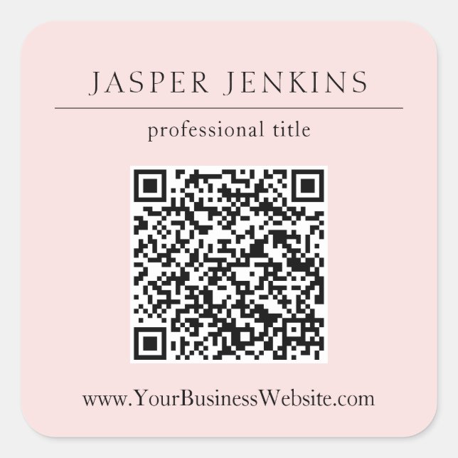 Einfach rosa Beruflicher QR-Code Modernes Geschäft Quadratischer Aufkleber (Vorderseite)