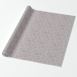 Einfach rosa Floral auf Grau | Geschenkpapier
