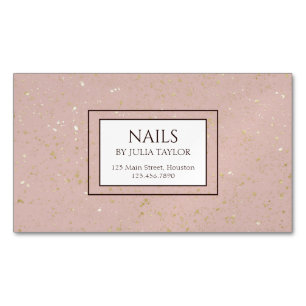 Einfach rosa Glitzer Nail Salon Maniküre Pastel Magnetische Visitenkarte