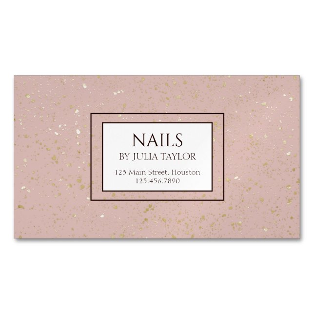 Einfach rosa Glitzer Nail Salon Maniküre Pastel Magnetische Visitenkarte (Vorderseite)
