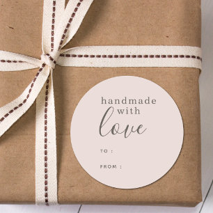 Einfach Rosa Handgemacht mit Liebe Runder Aufkleber