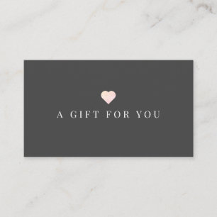 Einfach rosa Herz Dunkelgrau Geschenkgutschein Visitenkarte