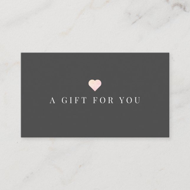 Einfach rosa Herz Dunkelgrau Geschenkgutschein Visitenkarte (Vorderseite)