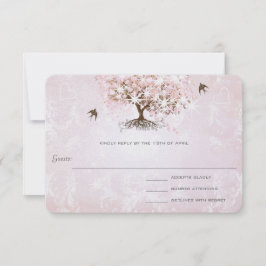 Einfach rosa Herz Leaf Tree Wedding RSVP