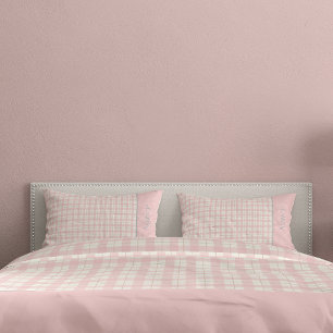 Einfach rosa Karierter Individuelle Name Bauernhof Kissenbezug