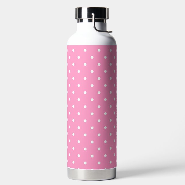 Einfach rosa mit weißen Polka-Punkten Trinkflasche (links)