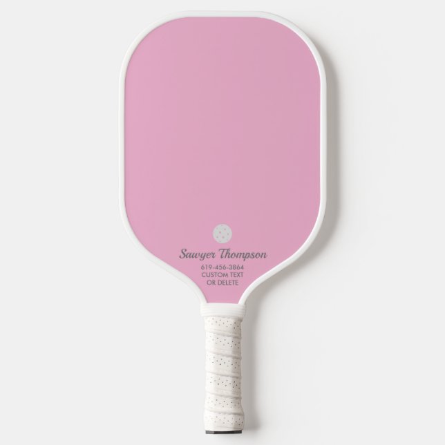 Einfach Rosa Personalisierter Text Pickleball Schläger (Vorderseite)