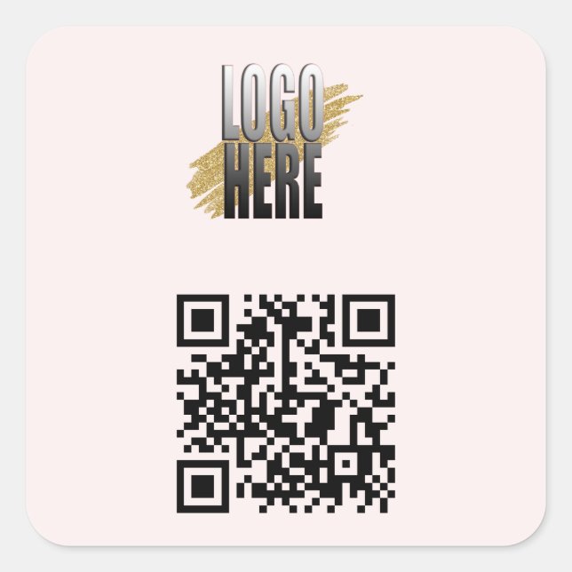 Einfach rosa QR-Code mit Firmenlogo Quadratischer Aufkleber (Vorderseite)