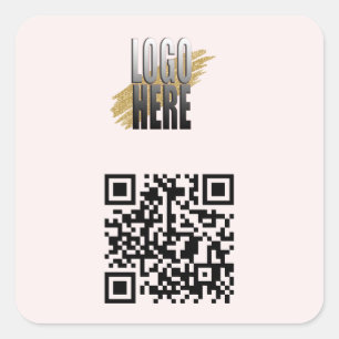 Einfach rosa QR-Code mit Firmenlogo Quadratischer Aufkleber