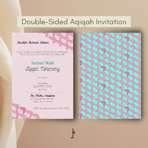 Einfach Rosa Teal, Baby Mädchen Aqiqah Baby Shower Einladung