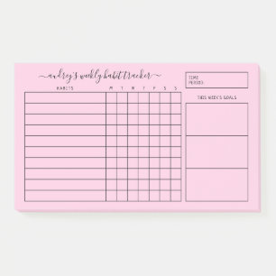 Einfach rosa White Weekekly Habit Tracker Post-it Klebezettel