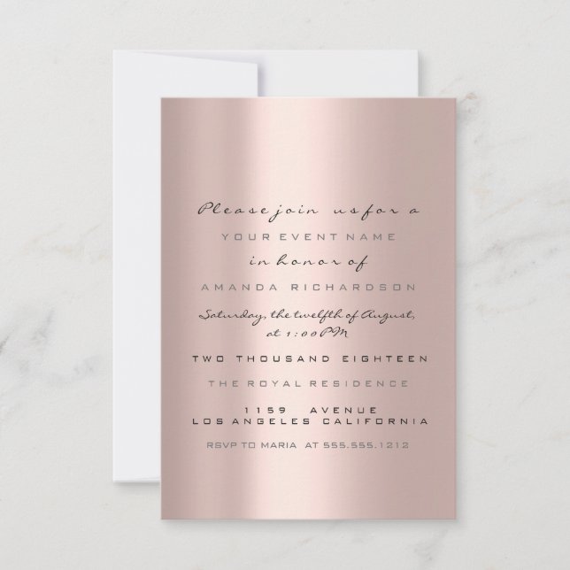 Einfach Rose Gold Blush Bridal Sweet 16. Einladung (Vorderseite)