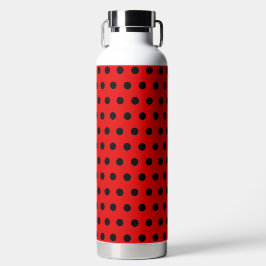 Einfach rot mit schwarzen Polka-Punkten Trinkflasche