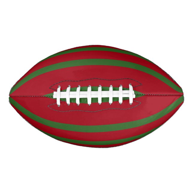 Einfach Rot und Grün Frohe Weihnachtsmuster Football (Vorderseite)