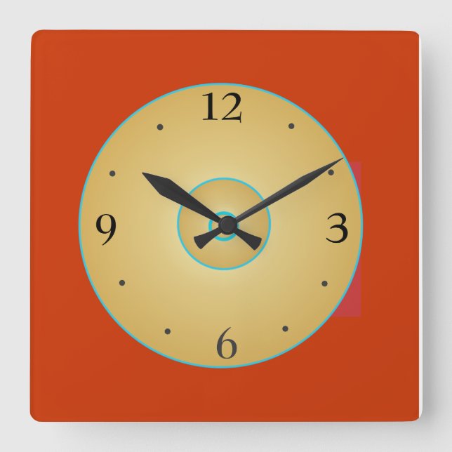 Einfach rotes Gelb mit Grün>Küchenschloss Quadratische Wanduhr (Vorderseite)