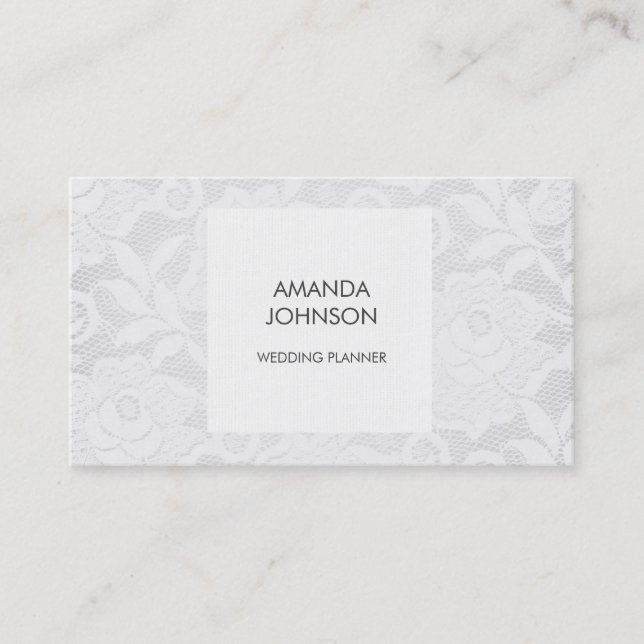 Einfach Royal White Lace Wedding Event Planner Visitenkarte (Vorderseite)