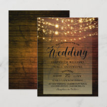 Einfach rustikal Holz dunkle Lichter String weddin