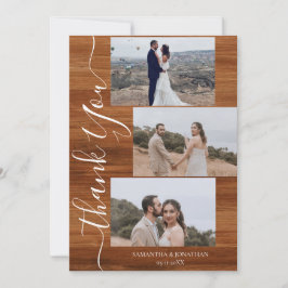 Einfach rustikales Holz Elegant Script 6 Fotos Hoc Dankeskarte