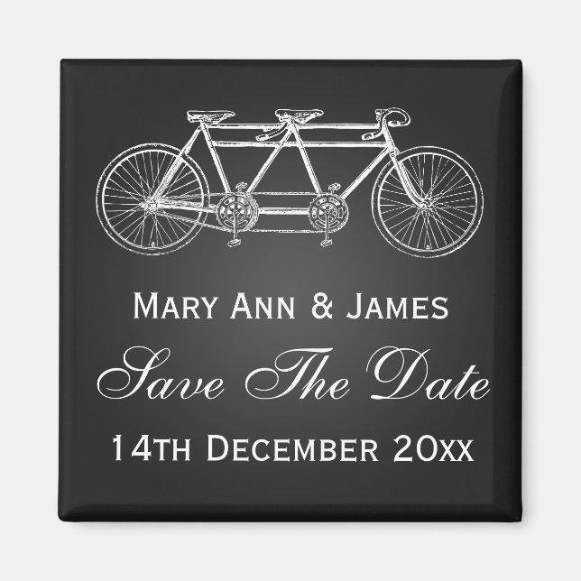 Einfach Save the Date Tandem Bike Black Magnet (Vorne)