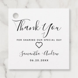 Einfach schick Schwarz-weiß, modern bedanken Sie s Geschenkanhänger