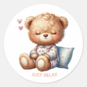 einfach schlaflose Teddy entspannen Runder Aufkleber
