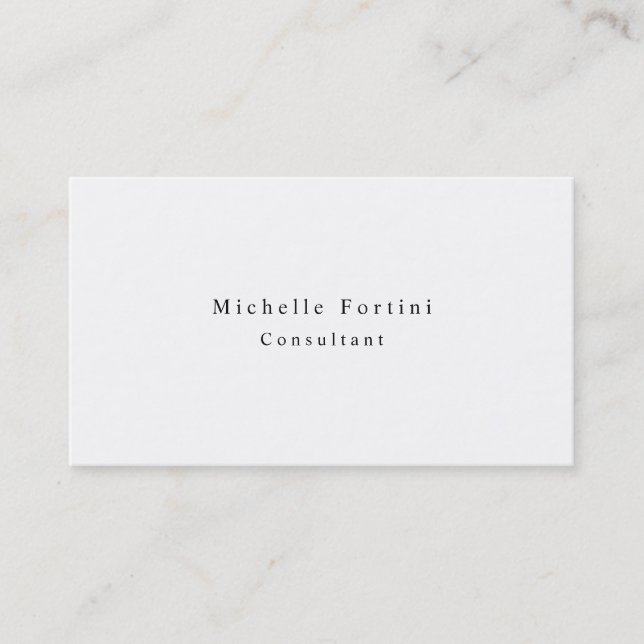 Einfach Schlicht Elegant Weiß Minimalistisch Moder Visitenkarte (Vorderseite)