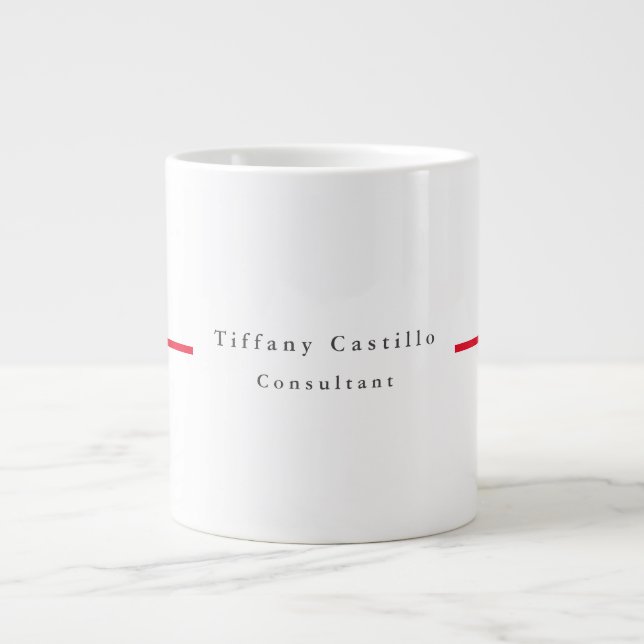 Einfach Schlicht Elegantes Rotes Weiß Minimalistis Jumbo-Tasse (Vorderseite)
