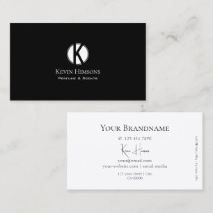 Einfach Schlicht Schwarz und Weiß mit Monogram Cla Visitenkarte