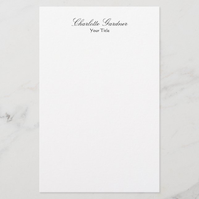 Einfach schlicht und stilvoll, modern und weiß briefpapier (Vorderseite)