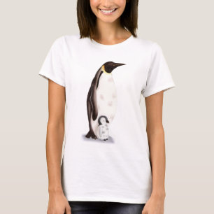 Einfach Schlichter Kaiser Penguin und Baby Illustr T-Shirt