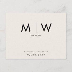 Einfach & schlichtes schwarzes Monogramm Beige Sav Postkarte