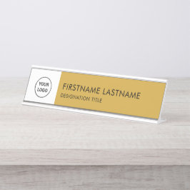 Einfach Schwarz und Weiß - Logo, Name, Titel hinzu Schreibtischnamensplakette