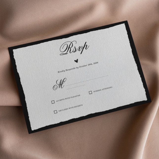 Einfach Schwarz und Weiß Minimalistisch RSVP Karte (Von Creator hochgeladen)