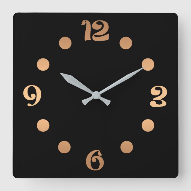 Einfach, schwarz und weiß, modische Wall-Uhr Quadratische Wanduhr (Vorderseite)