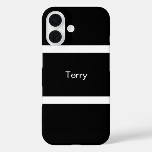 Einfach Schwarz und Weiß Personalisiert iPhone 16 Hülle