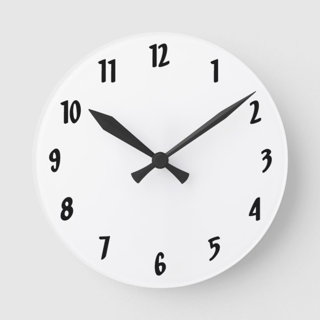Einfach Schwarz und Weiß Runde Wanduhr (Vorderseite)
