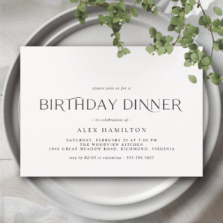 Einfach Schwarz und Weiß | Unisex Birthday Dinner Einladung
