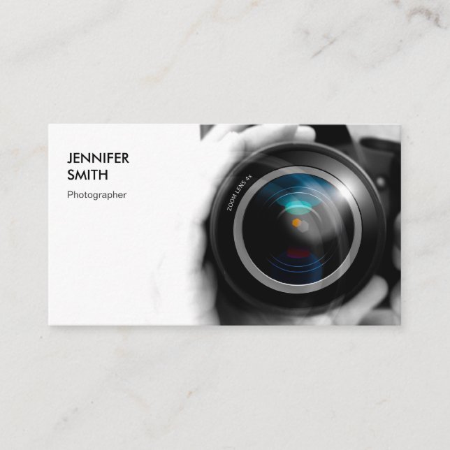 Einfach Schwarz-Weiß-Fotografen-Kamerasymbole Visitenkarte (Vorderseite)