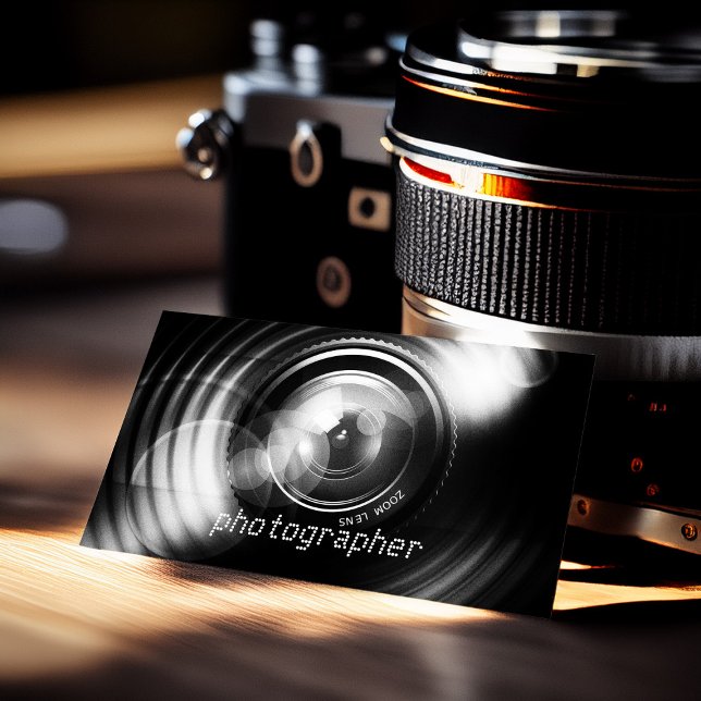 Einfach Schwarz-Weiß-Fotografen-Kamerasymbole Visitenkarte (Von Creator hochgeladen)