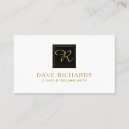 Einfach Schwarz-Weiß-Monogramm-Blogger und -Schrif Visitenkarte