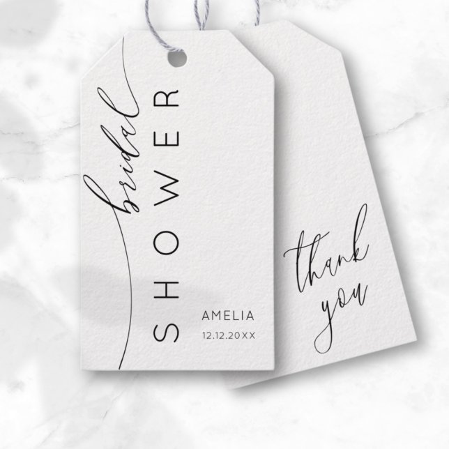 Einfach Schwarz & Weiß Vielen Dank Brautparty Geschenkanhänger (Von Creator hochgeladen)